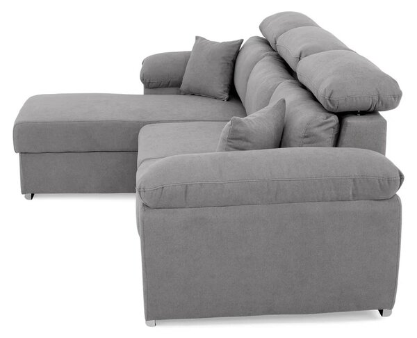 Coltar Como extensibil, functie dormit, lada depozitare, 265x166x91/102 cm, Gri