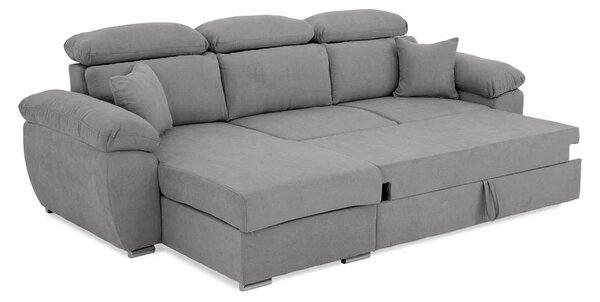 Coltar Como extensibil, functie dormit, lada depozitare, 265x166x91/102 cm, Gri