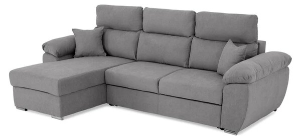 Coltar Como extensibil, functie dormit, lada depozitare, 265x166x91/102 cm, Gri