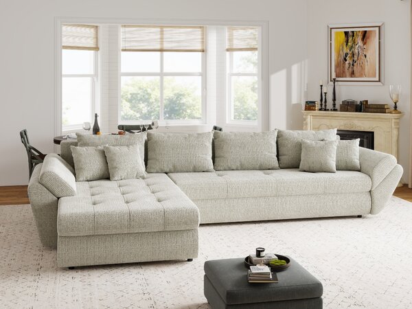 Colțar extensibil dumonde cu ladă de depozitare Loana XL Cremona Bej 04 335x185 cm