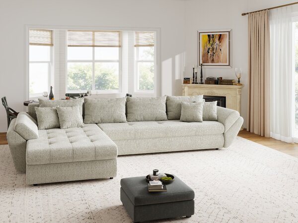Colțar extensibil dumonde cu ladă de depozitare Loana XL Cremona Bej 04 335x185 cm