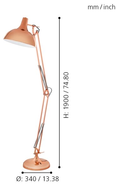 Eglo 94705 - Lampadar BORGILLIO 1xE27/60W/230V