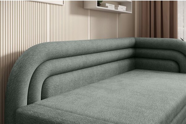 Canapea verde extensibilă/cu spațiu de depozitare cu tapițerie din chenille cu colț pe partea dreaptă 223 cm Fabillo – ELTAP