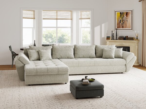 Colțar extensibil dumonde cu ladă de depozitare Loana XL Cremona Bej 04 335x185 cm