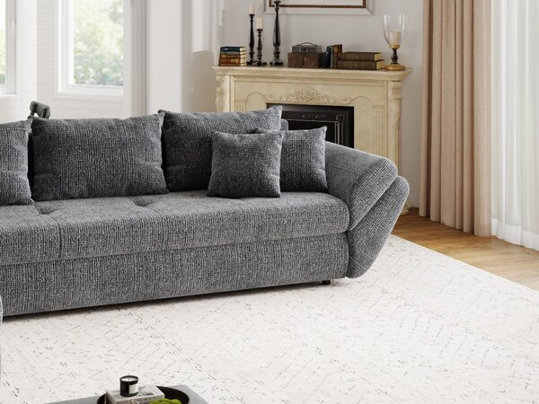 Colțar extensibil dumonde cu ladă de depozitare si sezut confortabil din spuma high-density, Loana XL Cremona Gri 335x185 cm