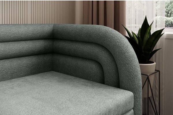 Canapea verde extensibilă/cu spațiu de depozitare cu tapițerie din chenille cu colț pe partea dreaptă 223 cm Fabillo – ELTAP