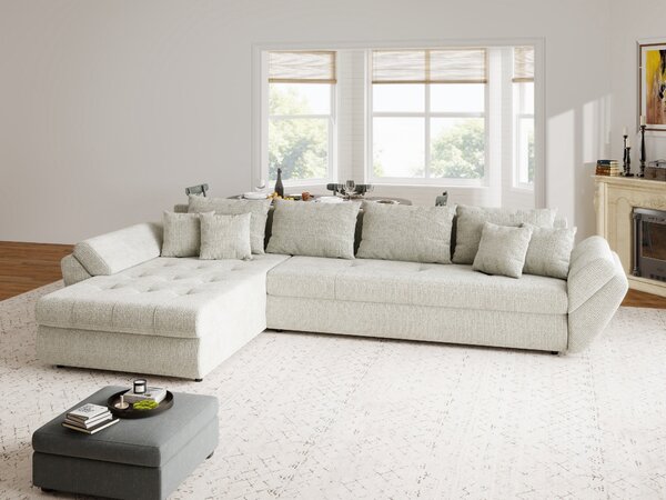 Colțar extensibil dumonde cu ladă de depozitare Loana XL Cremona Bej 04 335x185 cm