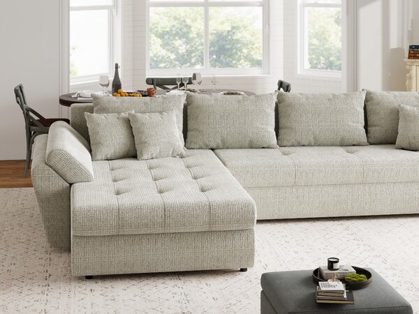 Colțar extensibil dumonde cu ladă de depozitare Loana XL Cremona Bej 04 335x185 cm