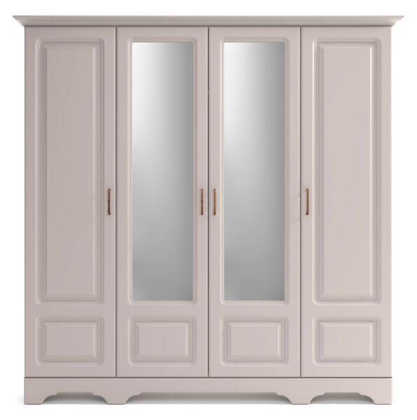 Dulap Boston, 4 usi + 2 oglinzi, MDF infoliat, 200x209x52 cm, Bej Casmir