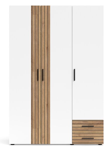 Dulap Berno, 120x177x52 cm, 3 usi si 2 sertare, Alb