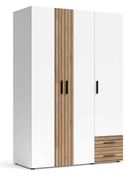 Dulap Berno, 120x177x52 cm, 3 usi si 2 sertare, Alb