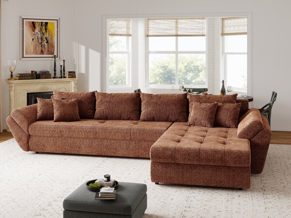 Colțar extensibil dumonde cu ladă de depozitare Loana XL Cremona Teracota II 335x185 cm