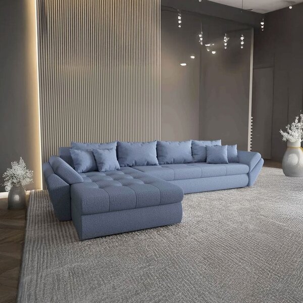 Colțar extensibil dumonde cu ladă de depozitare Loana XL Enjoy Albastru 335x185 cm