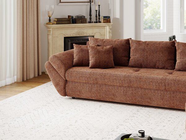Colțar extensibil dumonde cu ladă de depozitare Loana XL Cremona Teracota II 335x185 cm