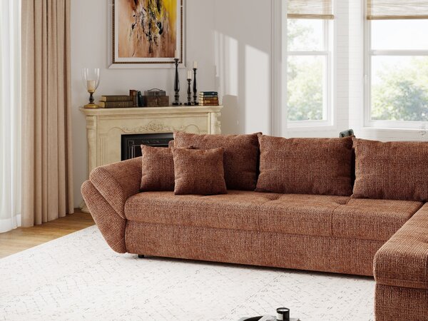 Colțar extensibil dumonde cu ladă de depozitare Loana XL Cremona Teracota II 335x185 cm