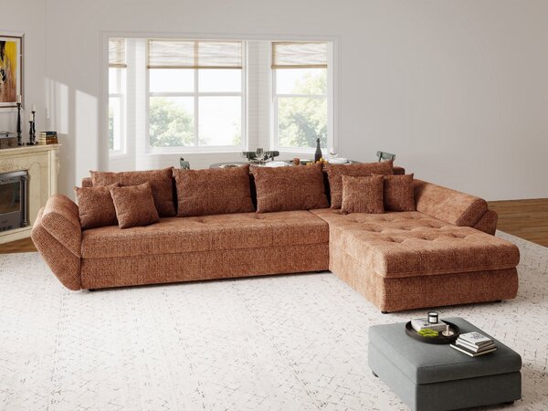 Colțar extensibil dumonde cu ladă de depozitare Loana XL Cremona Teracota II 335x185 cm