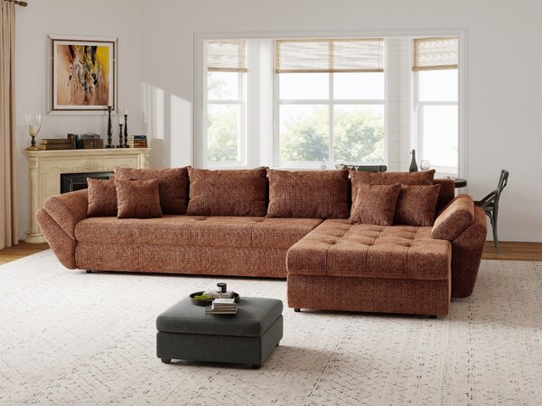 Colțar extensibil dumonde cu ladă de depozitare Loana XL Cremona Teracota II 335x185 cm