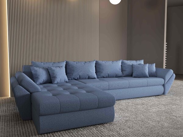 Colțar extensibil dumonde cu ladă de depozitare Loana XL Enjoy Albastru 335x185 cm