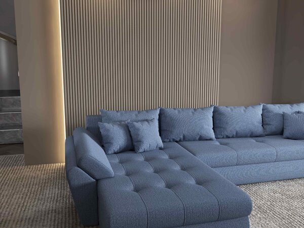 Colțar extensibil dumonde cu ladă de depozitare Loana XL Enjoy Albastru 335x185 cm