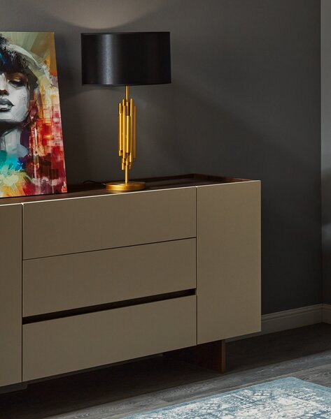 Comoda Kosmo, 2 usi + 3 sertare, 150x85x52 cm, Wenge si Bej