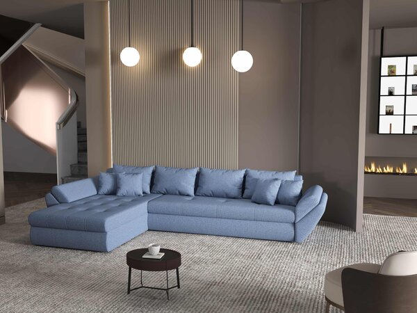 Colțar extensibil dumonde cu ladă de depozitare Loana XL Enjoy Albastru 335x185 cm
