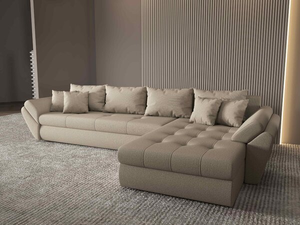 Colțar extensibil dumonde cu ladă de depozitare Loana XL Enjoy Camel II 335x185 cm