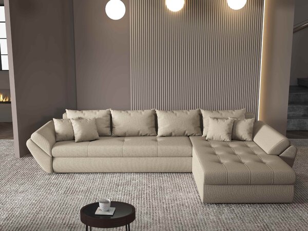 Colțar extensibil dumonde cu ladă de depozitare Loana XL Enjoy Camel II 335x185 cm
