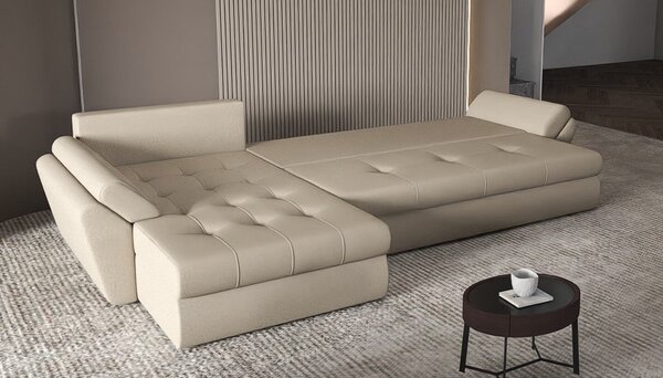 Colțar extensibil dumonde cu ladă de depozitare Loana XL Enjoy Camel II 335x185 cm