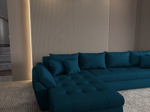 Colțar extensibil dumonde cu ladă de depozitare Loana XL Enjoy Petrol 335x185 cm