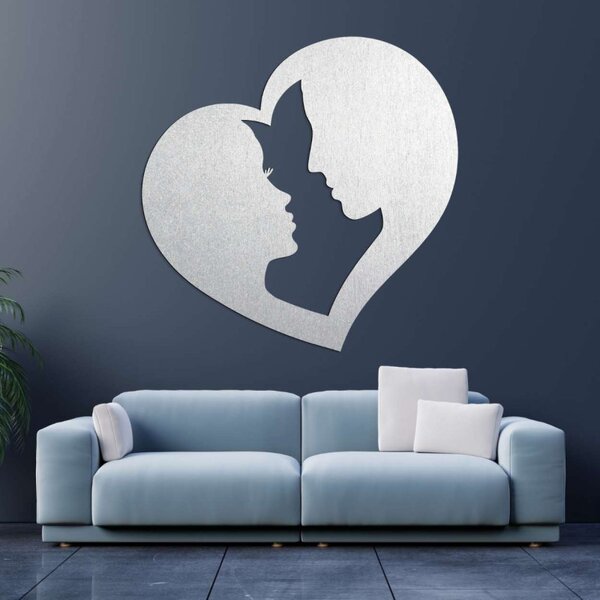 Pictură murală romantică cu un cuplu într-o inimă - TE IUBESC