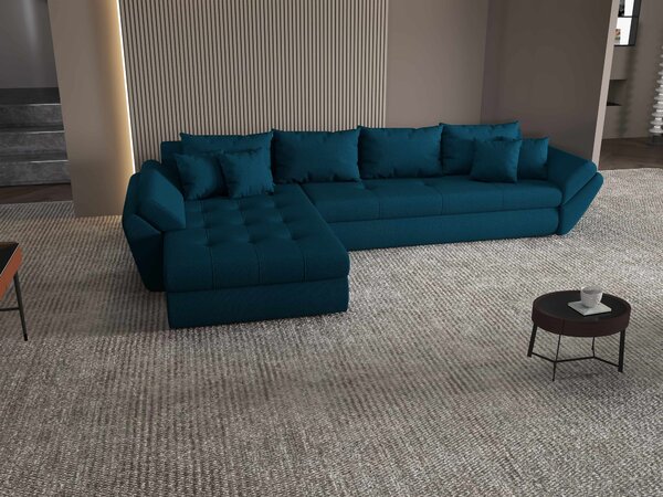 Colțar extensibil dumonde cu ladă de depozitare Loana XL Enjoy Petrol 335x185 cm