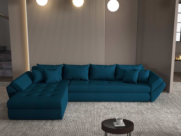 Colțar extensibil dumonde cu ladă de depozitare Loana XL Enjoy Petrol 335x185 cm