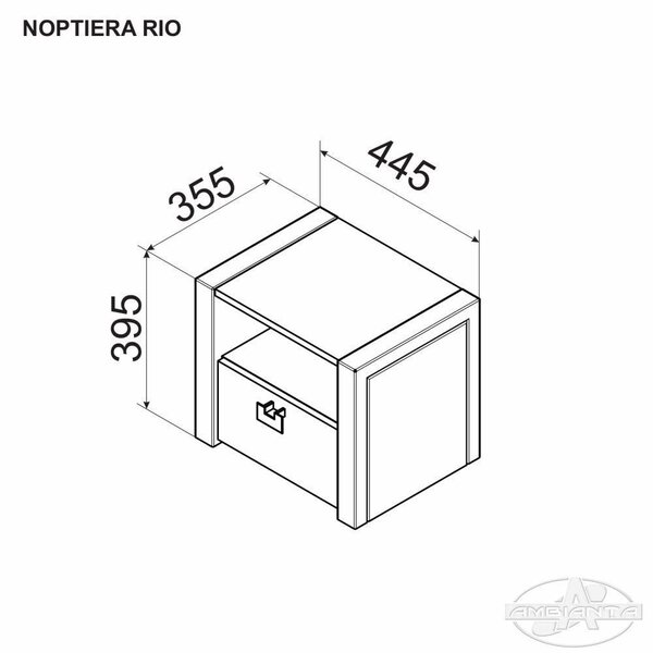 Noptiera Rio, 45 x 35 x 40 cm, Alb