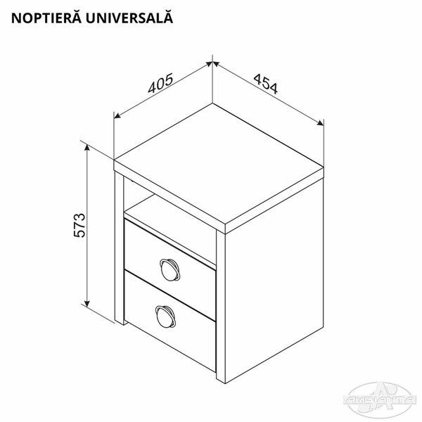 Noptiera Universal, 45 x 40 x 57 cm, Alb