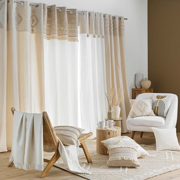 Draperie albă-bej din amestec de bumbac 140x240 cm Milano – douceur d'intérieur