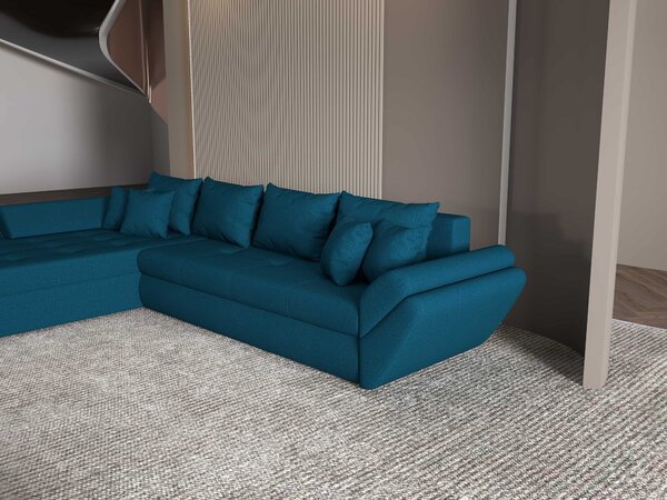 Colțar extensibil dumonde cu ladă de depozitare Loana XL Enjoy Petrol 335x185 cm