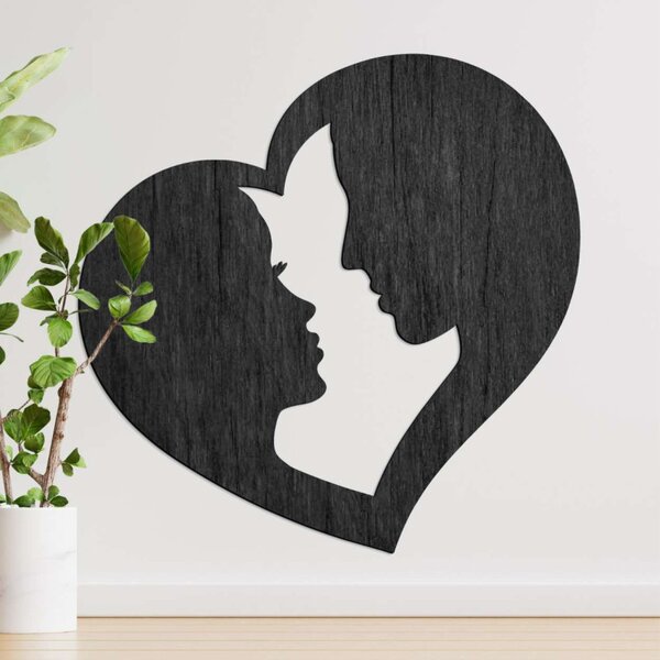 Pictură murală romantică cu un cuplu într-o inimă - TE IUBESC