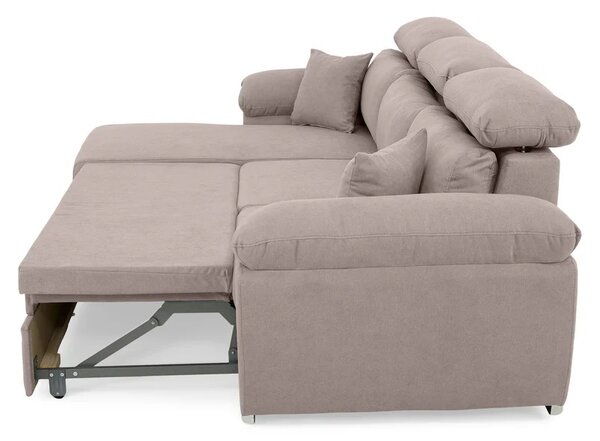 Coltar Como extensibil, functie dormit, lada depozitare, 265x166x91/102 cm, Bej