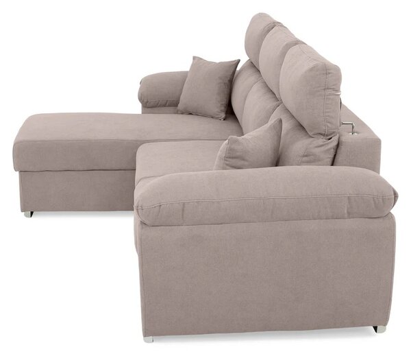 Coltar Como extensibil, functie dormit, lada depozitare, 265x166x91/102 cm, Bej