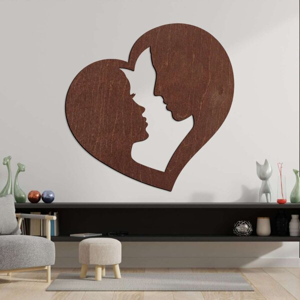 Pictură murală romantică cu un cuplu într-o inimă - TE IUBESC