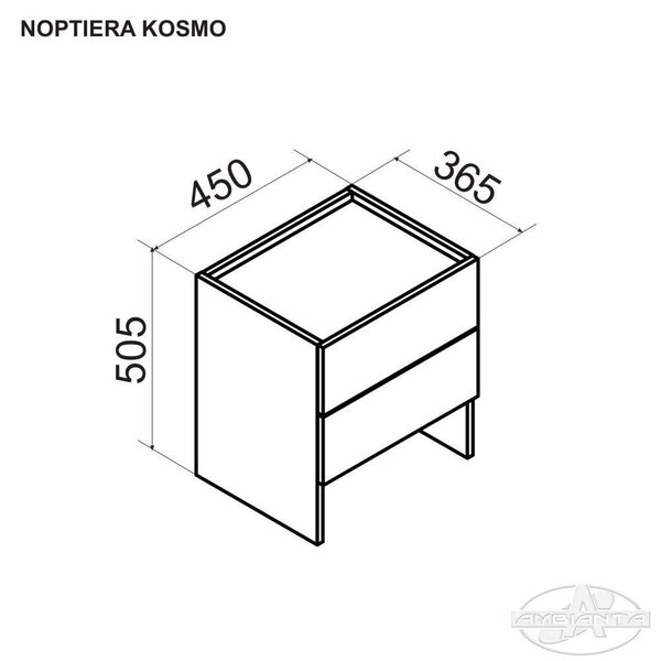 Noptiera Kosmo, 43 x 40 x 35 cm, Nuc si Bej