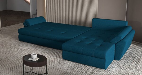 Colțar extensibil dumonde cu ladă de depozitare Loana XL Enjoy Petrol 335x185 cm