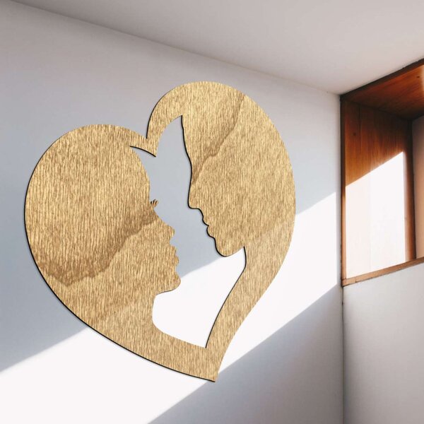 Pictură murală romantică cu un cuplu într-o inimă - TE IUBESC