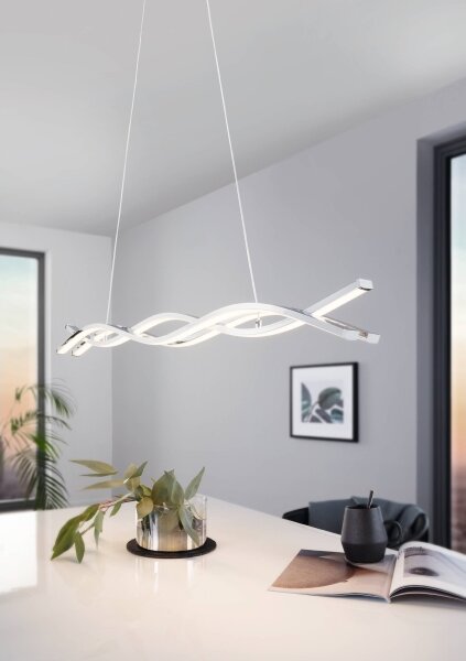 Eglo LASANA 2 96102 - Lustră LED suspendată pe cablu, 2 LED-uri, 35 W, 230 V, 3000 K (lumină caldă), crom lucios