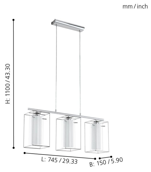 Eglo 94378 - Lustra LONCINO 1 3xE27/60W/230V