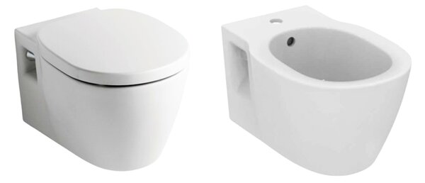 Set vas WC si bideu suspendat Ideal Standard, Connect, alb
