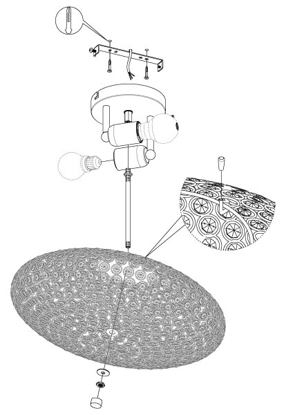 Plafonieră de cristal Eglo 95284 CLEMENTE 2xE27/60W/230V