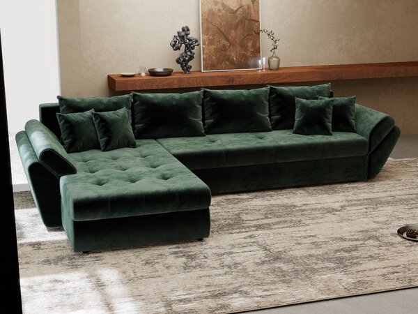Colțar extensibil dumonde cu ladă de depozitare Loana XL Monolith Verde 335x185 cm