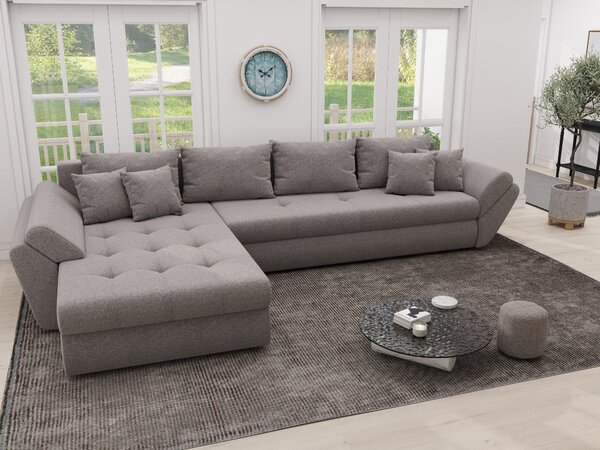 Colțar extensibil dumonde cu ladă de depozitare si sezut confortabil din spuma high-density, Loana XL Monte Gri 16 335x185 cm