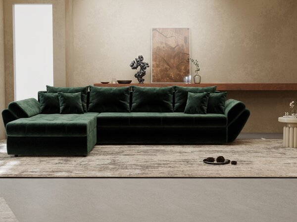 Colțar extensibil dumonde cu ladă de depozitare Loana XL Monolith Verde 335x185 cm
